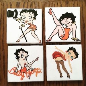 Set of four ceramic coasters handmade